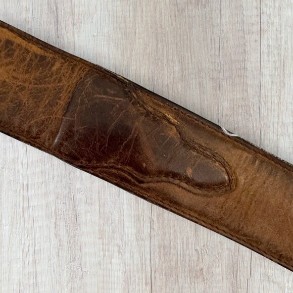 Vintage Resistol RI20130GN Bull Calf Leather Belt Solid Brass Buckle Brown 38 - Picture 4 of 10